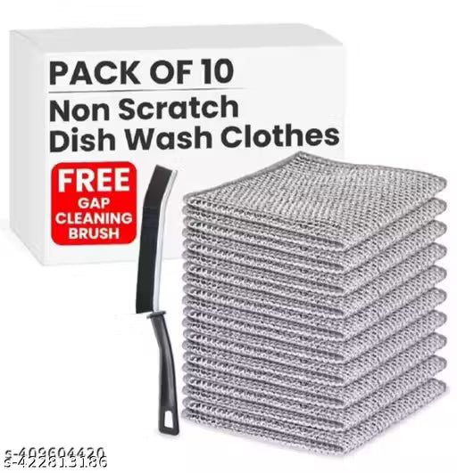 Wire Dishcloth & Gaps Cleaning Brush, Multipurpose Wire Dishwashing Rags